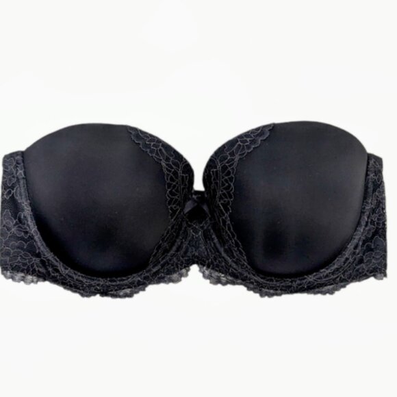 Victoria Secret Dream Angels Multi-Way Strapless Black Floral Lace Bra Size 36D - Picture 1 of 9